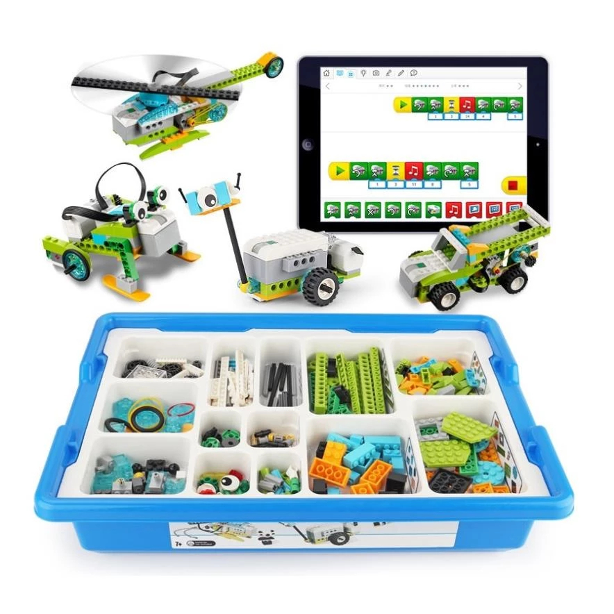Bộ lập trình Robot Wedo AI (Trợ lý ảo) chuẩn 280 PCS 1 AI 3 Não 1 motor 2 cảm biến, chuẩn education