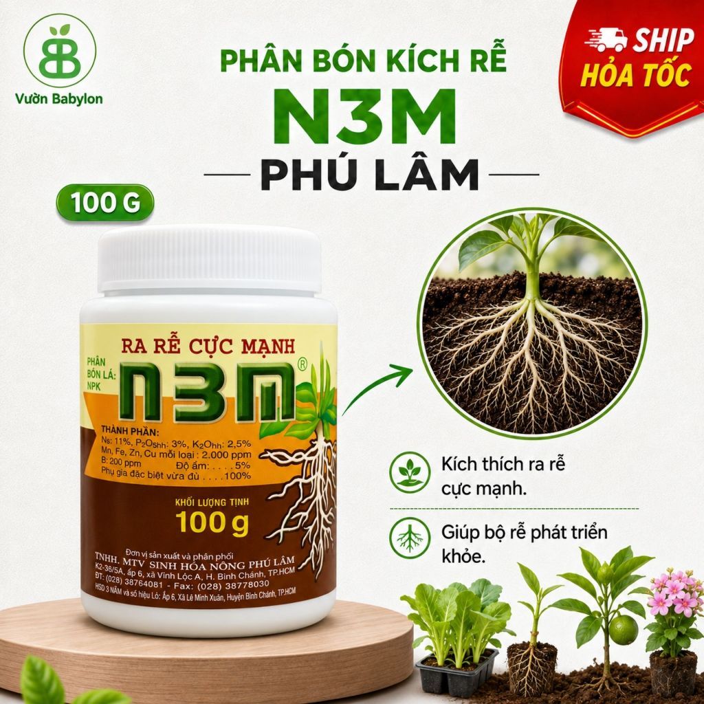 Phân Bón Kích Rễ Cực Mạnh N3M, Giúp Cây Phát Triển Bộ Rễ Nhanh Chóng, Không Suy Cây, N3M Chính Hãng 