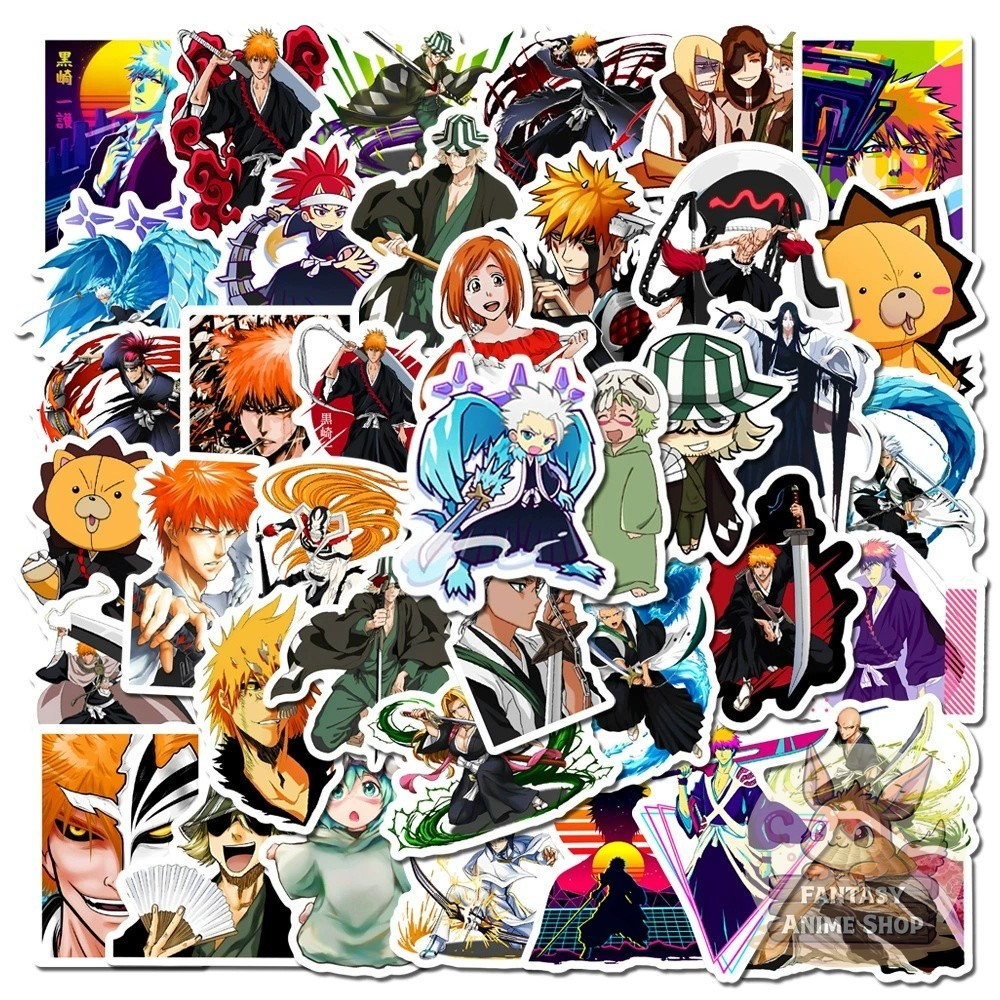 Bộ 50 Hình Dán Sticker Bleach Huyết Chiến Ngàn Năm Chống Nước Trang Trí Laptop Mũ Bảo Hiểm Xe Máy