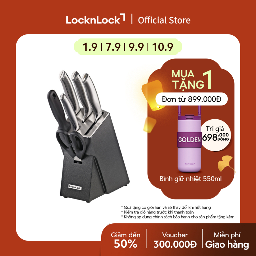Bộ Dao 7 Món Lock&Lock - Đen CKK301