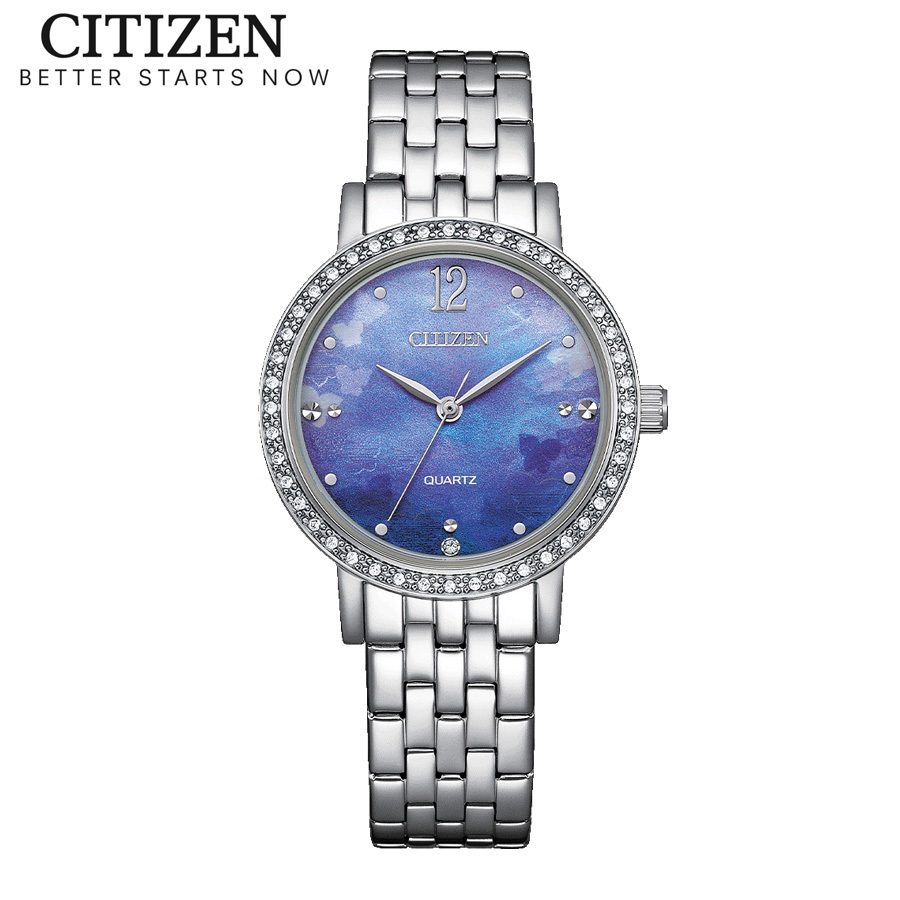 Đồng Hồ Nữ Citizen Pin-Quartz Đính Đá Swarovski Dây Thép Không Gỉ EL3100-55N - Mặt Xà Cừ (31mm)