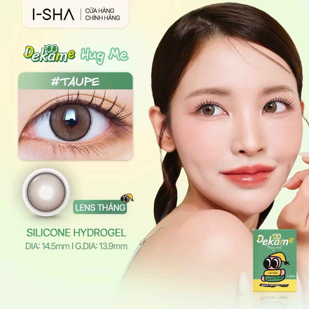 [Lens tháng] Kính áp tròng I-Sha Dekame Hugme Taupe - Lens nâu đậm 14.5mm
