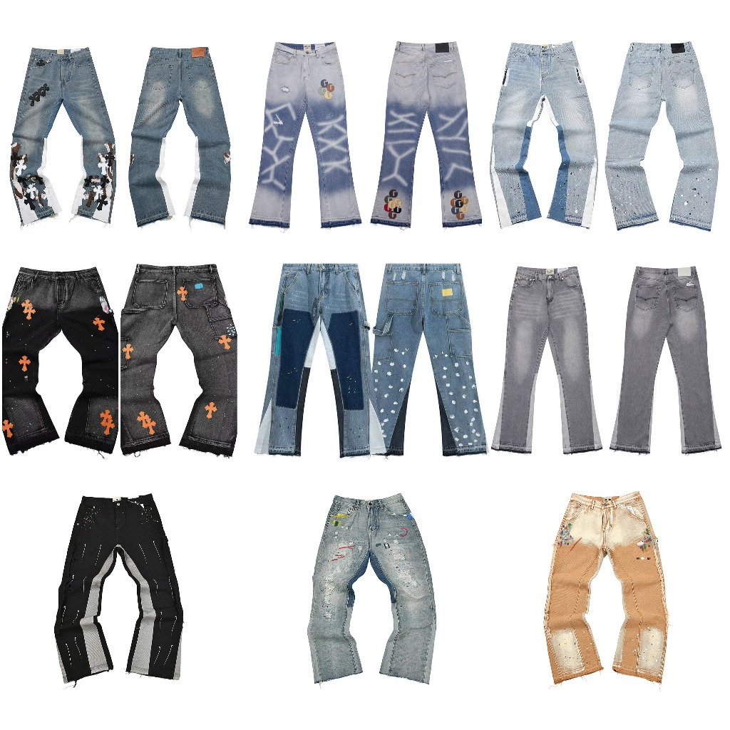 Quần Jean UniSex Nam Nữ Gallery Dept Vảy Sơn Form Flare Ống Loe Chất Denim Cao Cấp