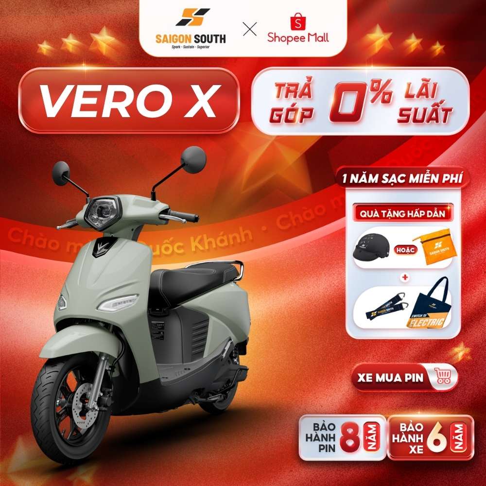 [NHẬN HCM] Xe Máy Điện VinFast Vero X - Smartkey - Màn hình TFT - Góp 0%