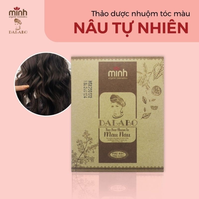 [COMBO 2 HOP] Dalabo Bột Lá Nhuộm Tóc Thảo Dược, Bền Màu, Giúp Giảm Gàu Ngứa, Màu Đen, Nâu Đen Tự Nh