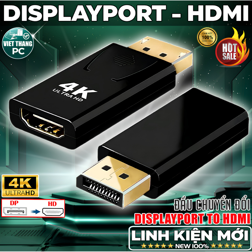 Bộ chuyển đổi Adapter 4K DisplayPort Sang HDMI, DisplayPort to HDMI, DP to HDMI, DP sang HDMI 1080P