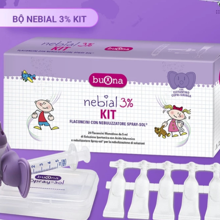 Buona Nebial 3% KIT (20 Ống Nebial 3% 5ml)- Bộ Rửa Mũi, Xịt Xông Làm Sạch Khoang Mũi Toàn Diện> GÀ N