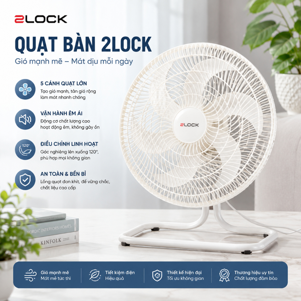 Quạt Sàn 2Lock Đa Năng, Quạt Bàn, Hàng Chính Hãng, BH 12 THÁNG, giadungnhapkhau19