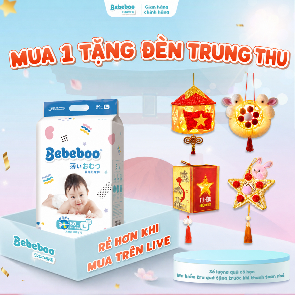 [Kèm Quà] Tã/Bỉm Dán/Quần Bebeboo Nhật Bản Chính Hãng Mỏng Mềm Đóng Hè Đủ Size
