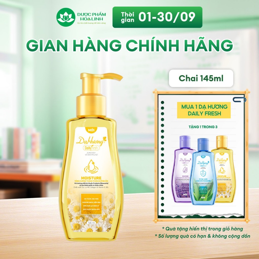 Dung dịch vệ sinh Dạ hương Daily Fresh Moisture 145ml- Tăng cường thành phần DƯỠNG ẨM