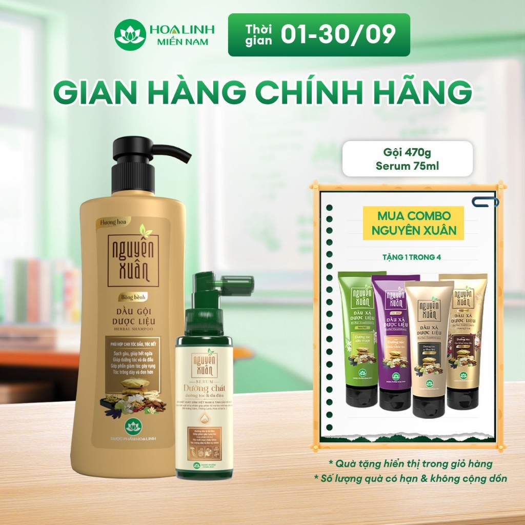Combo Dầu gội Nguyên Xuân bồng bềnh 520g + Serum Nguyên Xuân 75ml KM 15ml