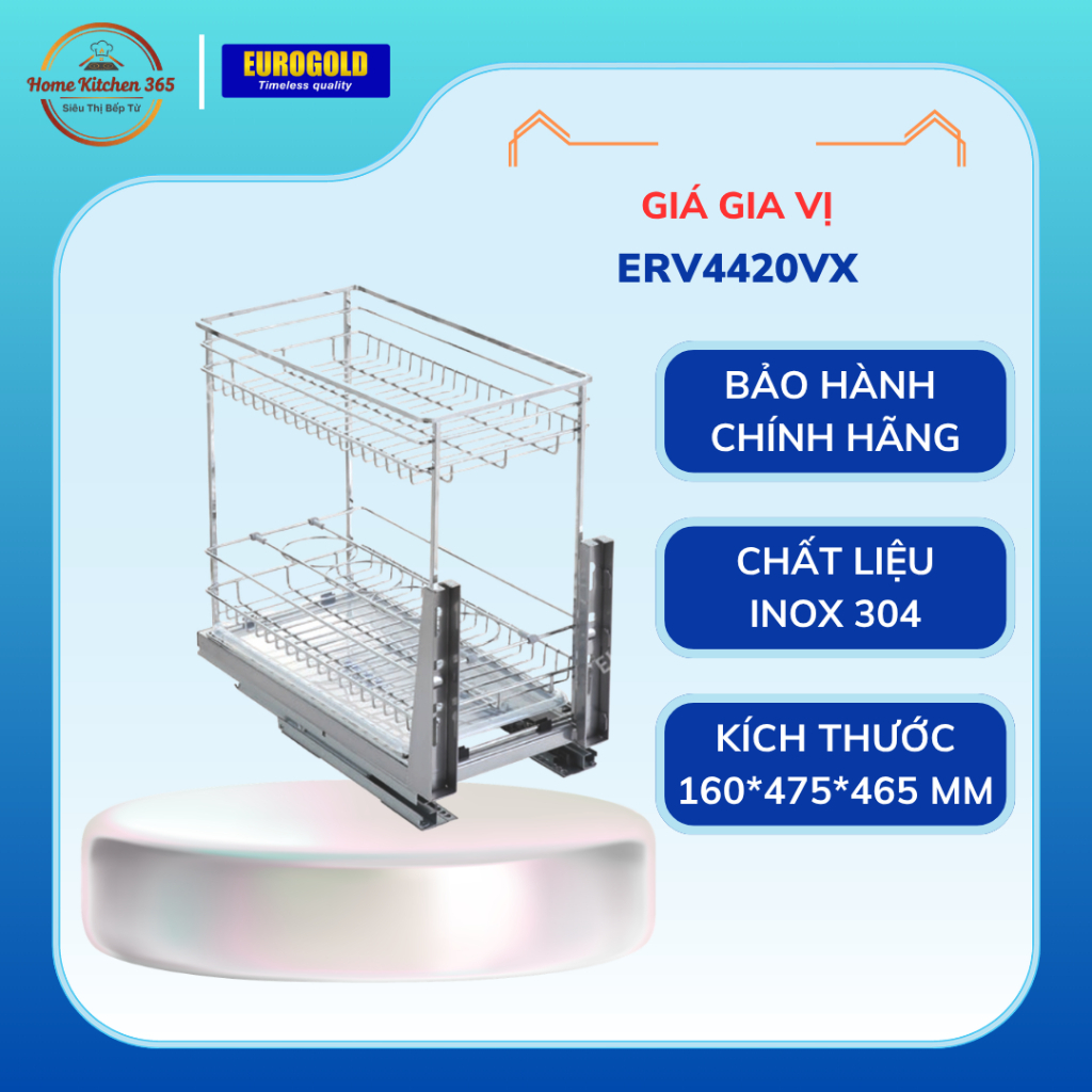 Giá Gia Vị Eurogold ERV4420VX/ERV4425VX/ERV4430VX/ERV4435VX/ERV4440VX – Inox 304 Nan Vuông