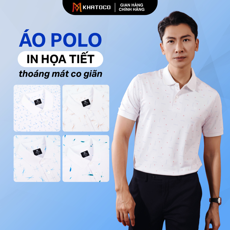 Áo thun polo nam KHATOCO Regular Fit mềm mịn thoáng mát co giãn mã 22846