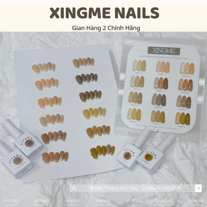 Sơn móng XINGME Nail (12 màu),Thạch đục màu Nâu TD01 - kèm bảng màu sơn