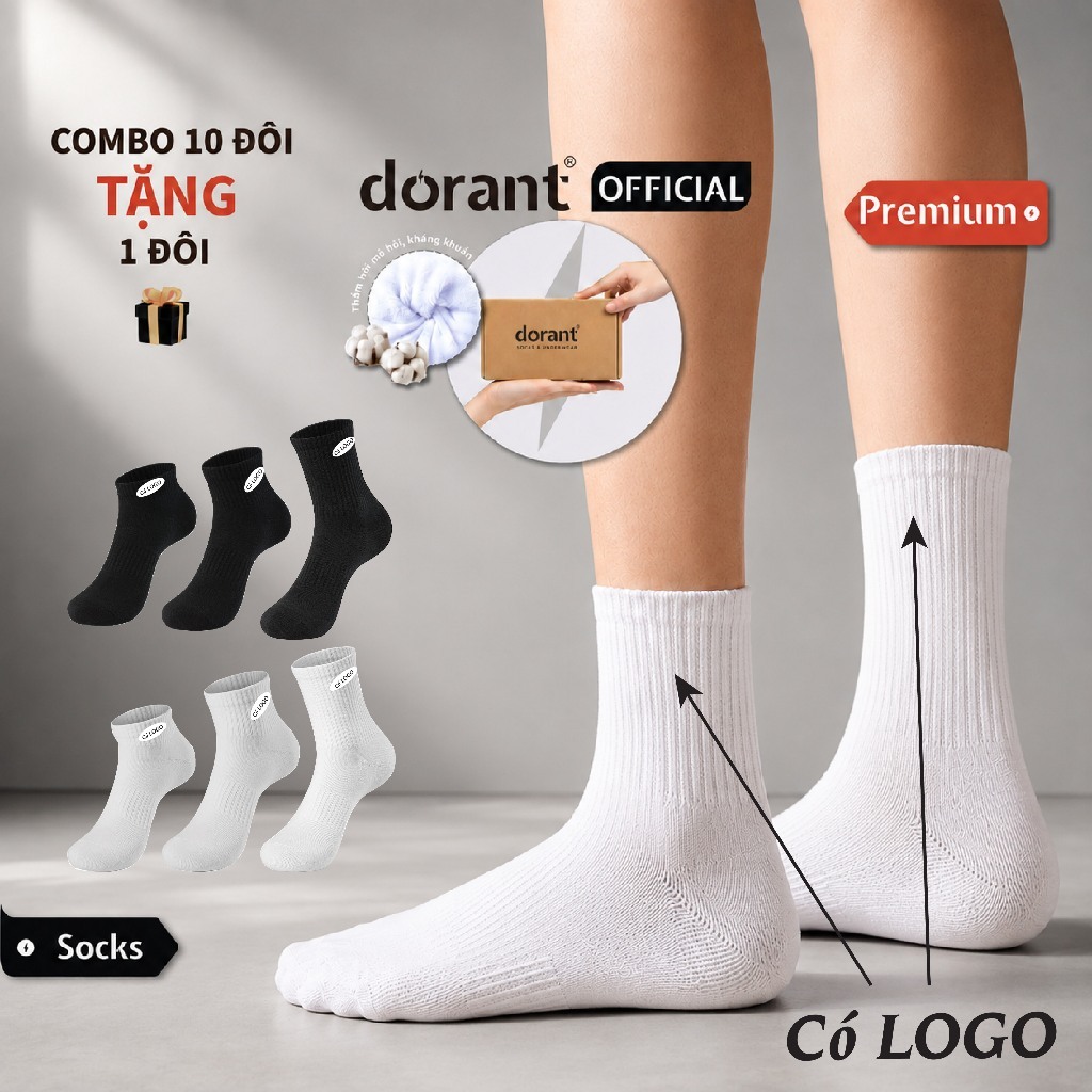 Combo 5,10 đôi tất thể thao trắng đen thể thao, vớ nam nữ trơn cotton dệt kim…