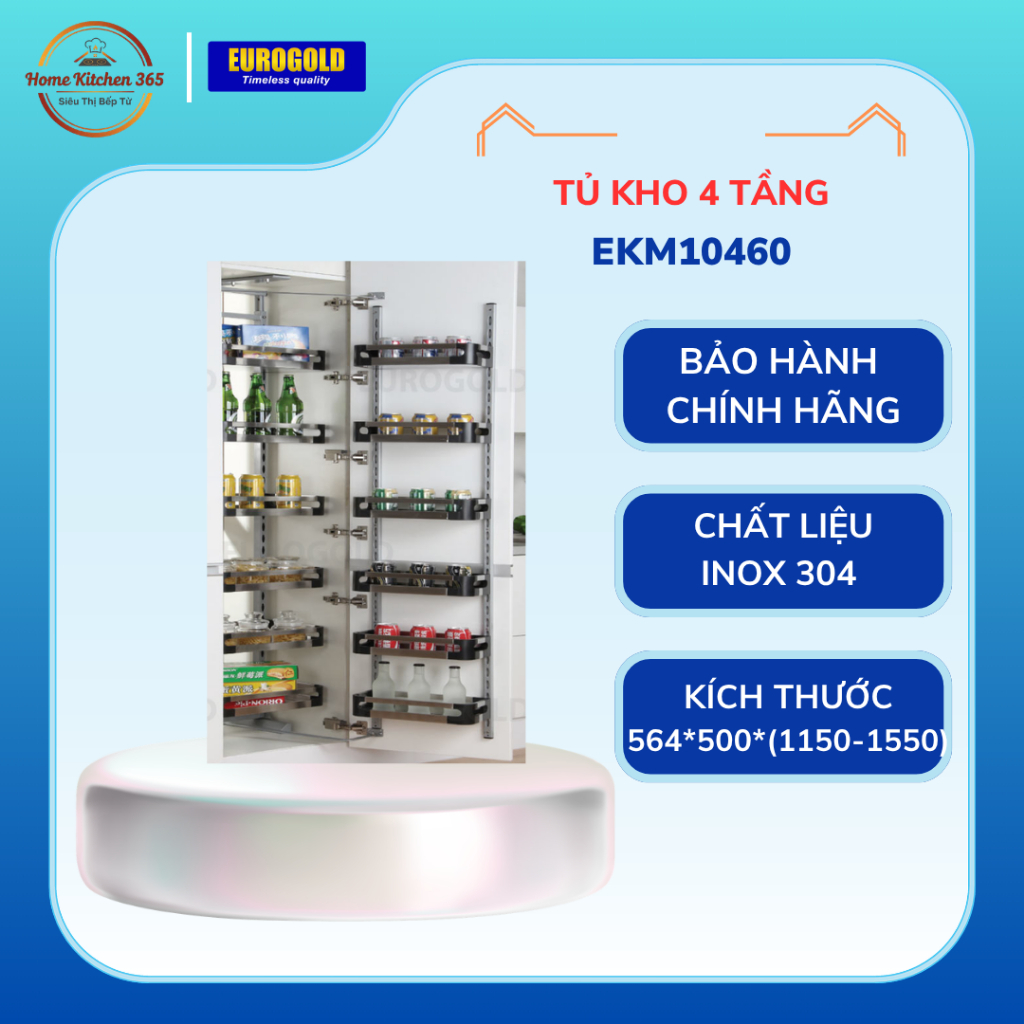 TỦ ĐỒ KHÔ EUROGOLD EKM10460/EKM10645 – INOX HỘP, CÁNH MỞ, 4 TẦNG / 6 TẦNG, TỦ 600MM / 450MM