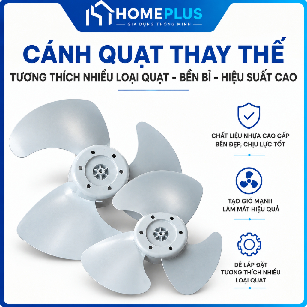 Cánh Quạt Thay Thế 35cm Cho Quạt Treo Tường, Quạt Đứng – Cánh Quạt 3 Lá Nhựa Bền Đẹp