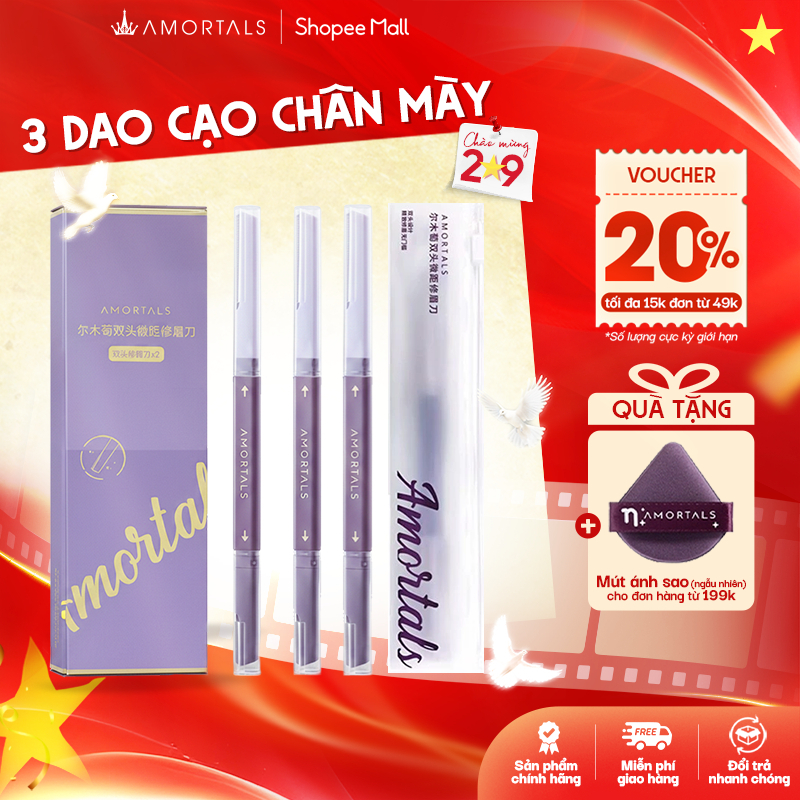 《Amortals Combo》Bộ 3 dao cạo lông mày AMORTALS hai đầu tiện dụng, dao tỉa lông mày cạo râu tiện lợi