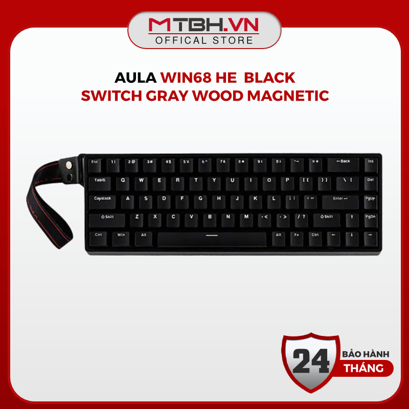 Bàn Phím Cơ Từ Tính AULA WIN68HE Có Dây Đen - Switch Gray Wood Magnetic, Tính Năng Rapid Trigger 0.1