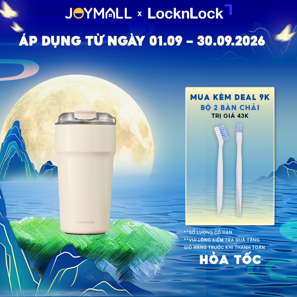 Ly giữ nhiệt LocknLock màu Ngà 500ml LHC4357IVY, Hàng chính hãng, thép không gỉ phủ sứ - JoyMall
