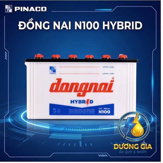Ắc quy nước Đồng Nai N100 12V 100Ah - Bình xe tải Hyundai, Hino, xe khách, tàu thuyền, máy phát điện
