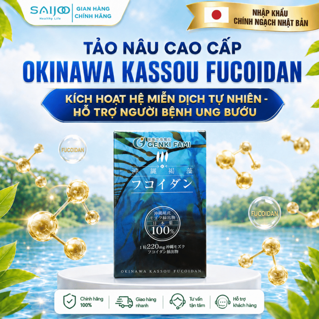Tảo Nâu Fucoidan Mozuku Genki Fami Nhật Bản - Hỗ Trợ Tăng Cường Đề Kháng, Sức Khỏe, 150 Viên