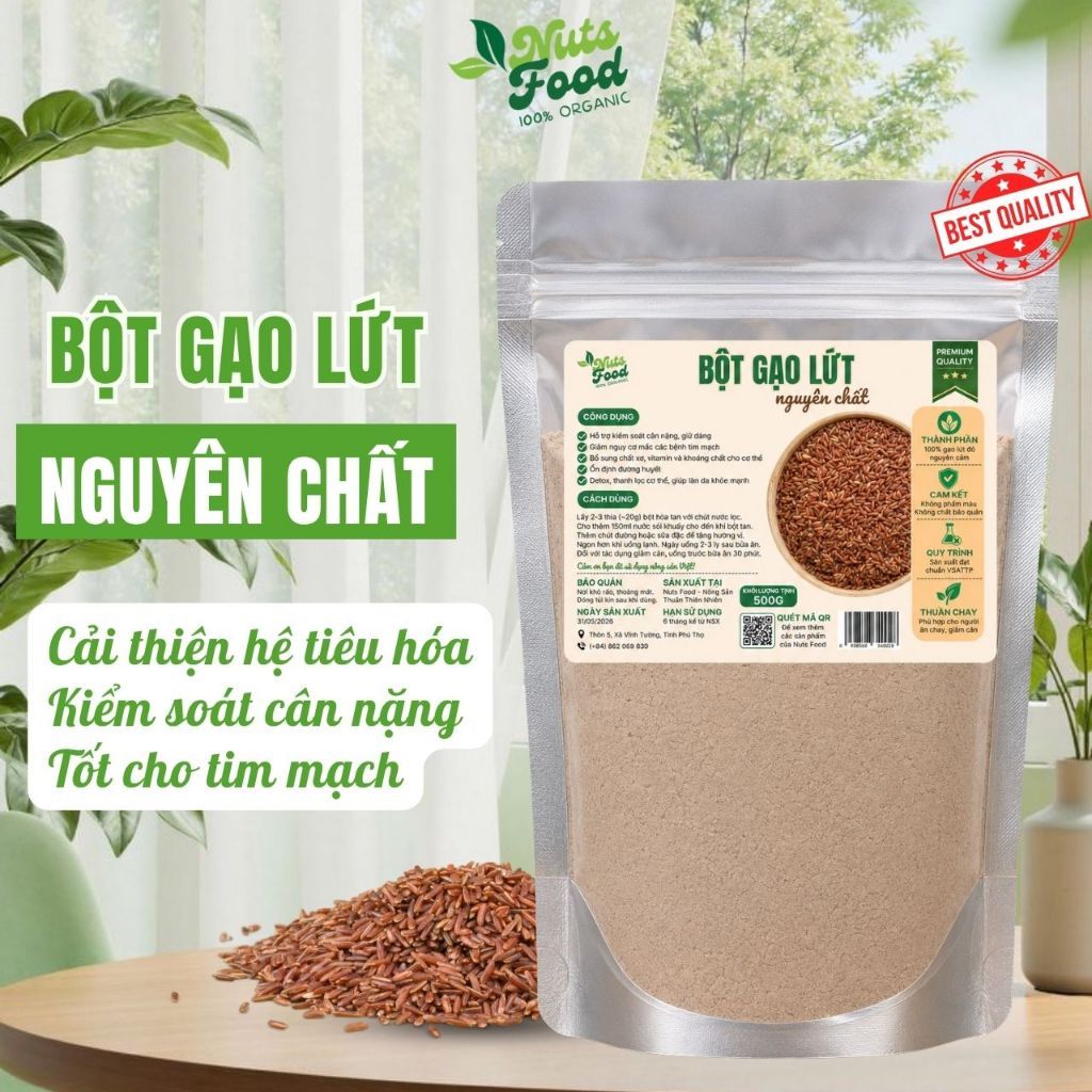 Bột Gạo Lứt Đỏ Nguyên Chất Nuts Food - Giảm Cân, Thanh Lọc, Làm Đẹp Da