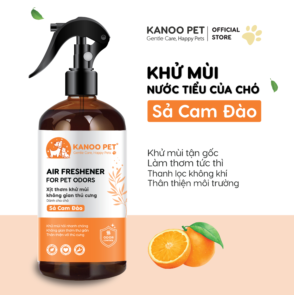 Xịt khử mùi nước tiểu cho Chó Kanoo Pet, hương Sả Cam Đào