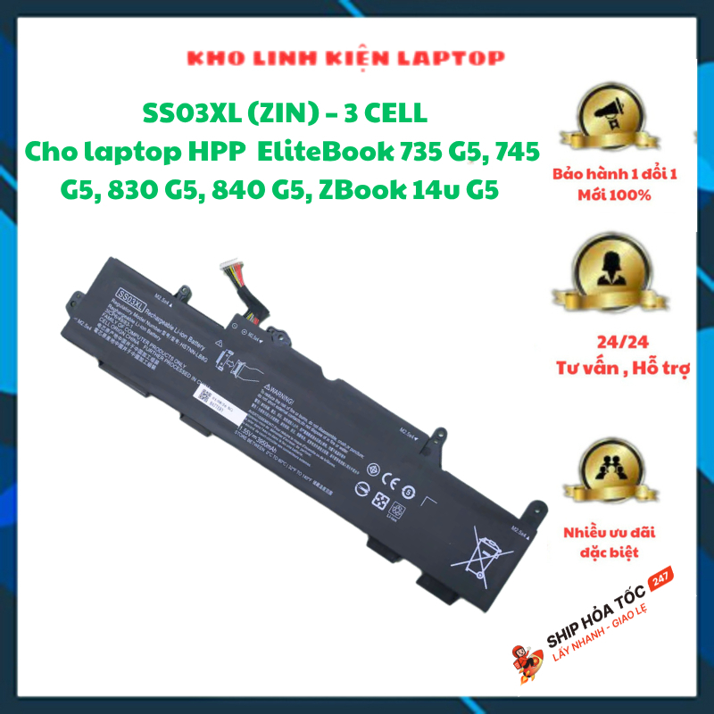 Pin ký hiệu  INR18650 dùng cho MTXT / PIN ZIN CHO LAPTOP HPP EliteBook 735 G5,745 G5, 830 G5,840 G5,