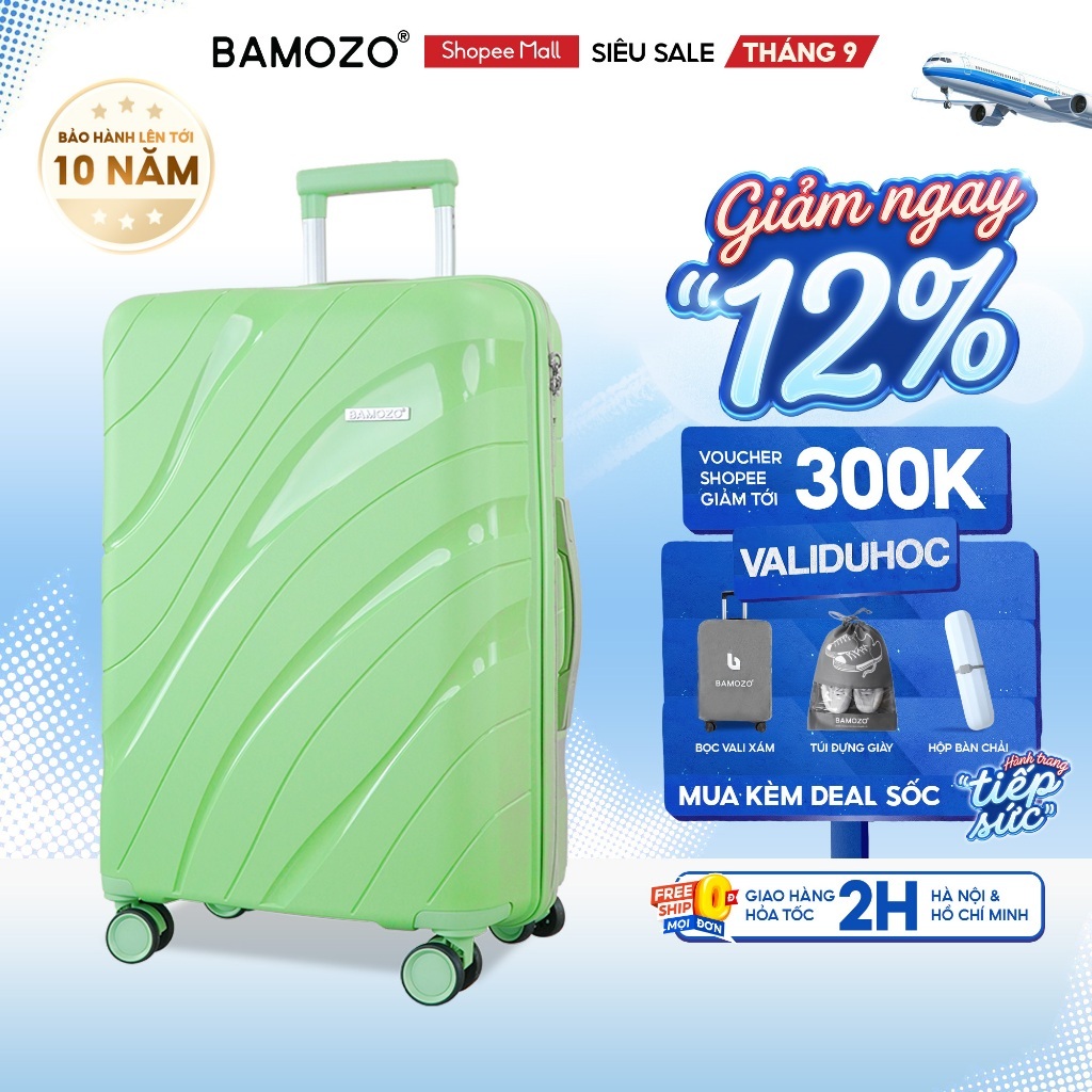 Vali Kéo Du Lịch Bamozo Nancy Size 20/24/28 Nhựa PP Cao Cấp Chống Vỡ_Nancy