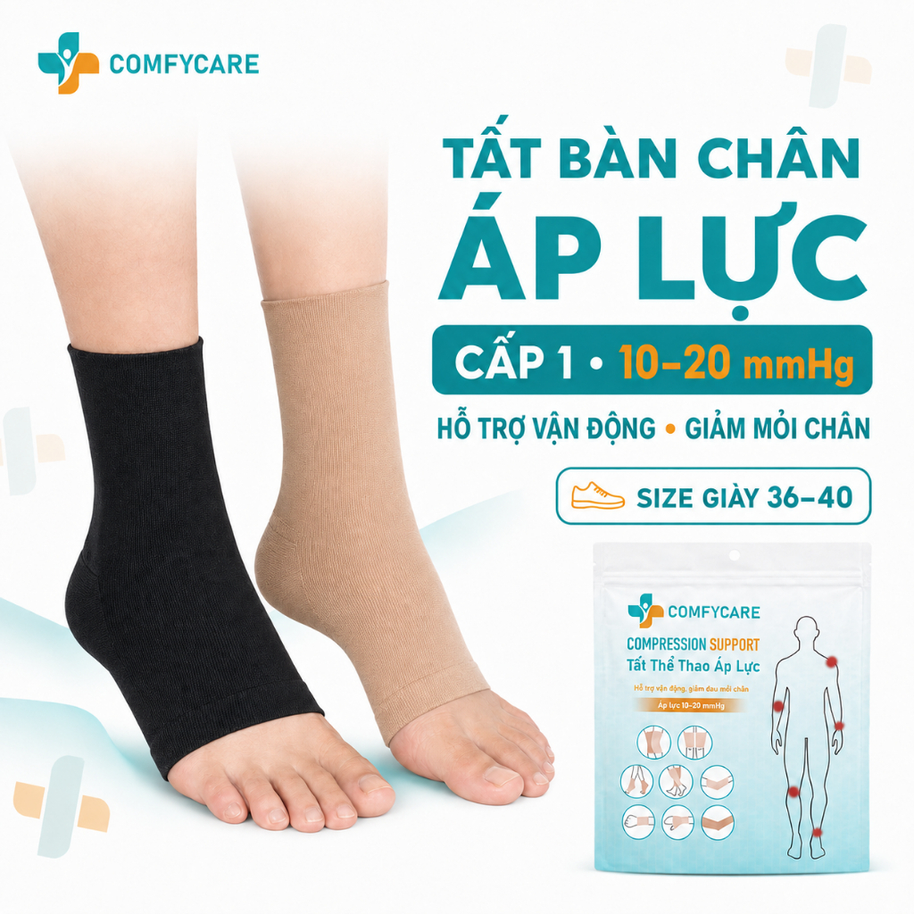Tất Phòng Ngừa Suy Giãn Tĩnh Mạch Bàn Chân Cấp 1 - COMFYCARE -[Tất Thể Thao]…