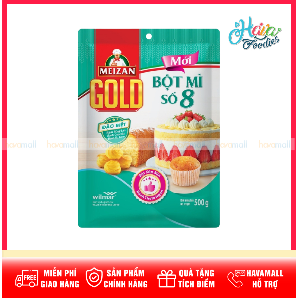 Bột Mì Cake Flour Số 8 Meizan Gold Gói 500g – Meizan Gold Cake Flour No. 8 500g
