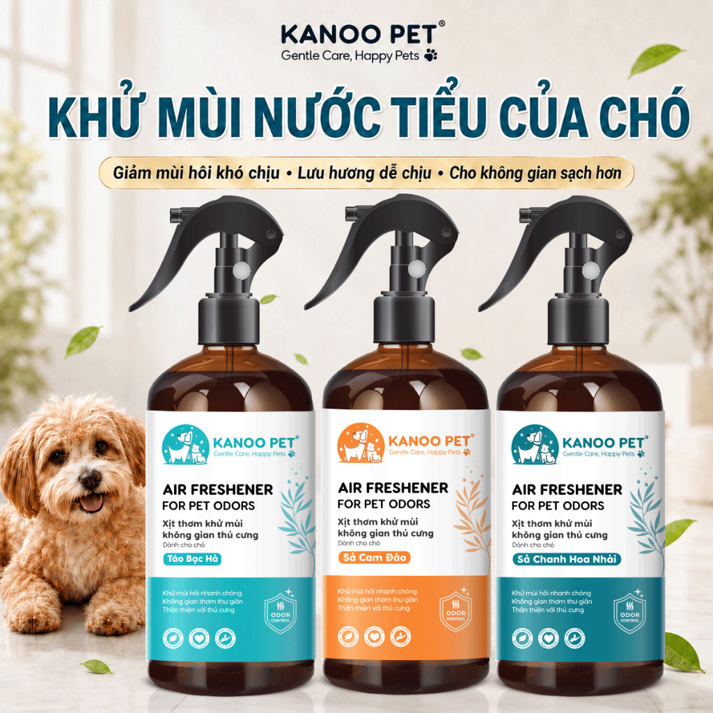 Xịt khử mùi nước tiểu, phân cho chó Kanoo Pet - Làm thơm không gian, khử mùi hôi tận gốc