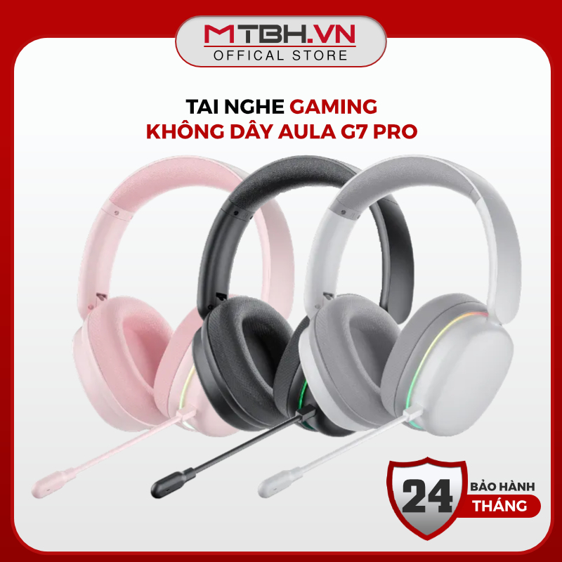 Tai Nghe Gaming Không Dây AULA G7 PRO 3 Mode - Âm Thanh Vòm 7.1, Độ Trễ 10ms, Mic AI Khử Ồn, Pin 80 