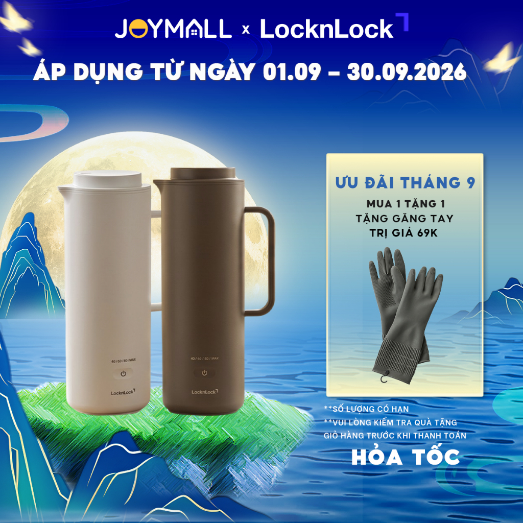 Bình đun nước cầm tay di động LocknLock Heating Tumbler EJC728 330ml, hàng chính hãng, 2 lớp, dễ man
