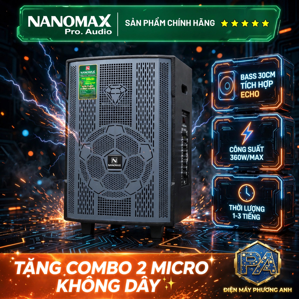 Loa Karaoke Nanomax B-12 Bass 30cm 360w Karaoke Bluetooth