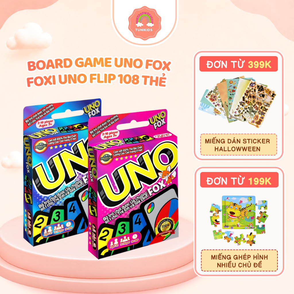 Board Game UNO FOX - Foxi UNO Flip, UNO Kiss - Trò chơi bài hài hước, đấu trí đồng đội