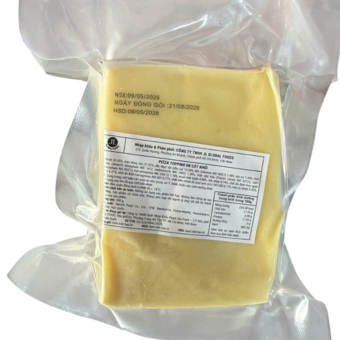 Phô Mai Pizza Topping DR Cắt Khối 500g | Phô Mai Làm Pizza, Mì Ý, Hamburger, Đồ Nướng