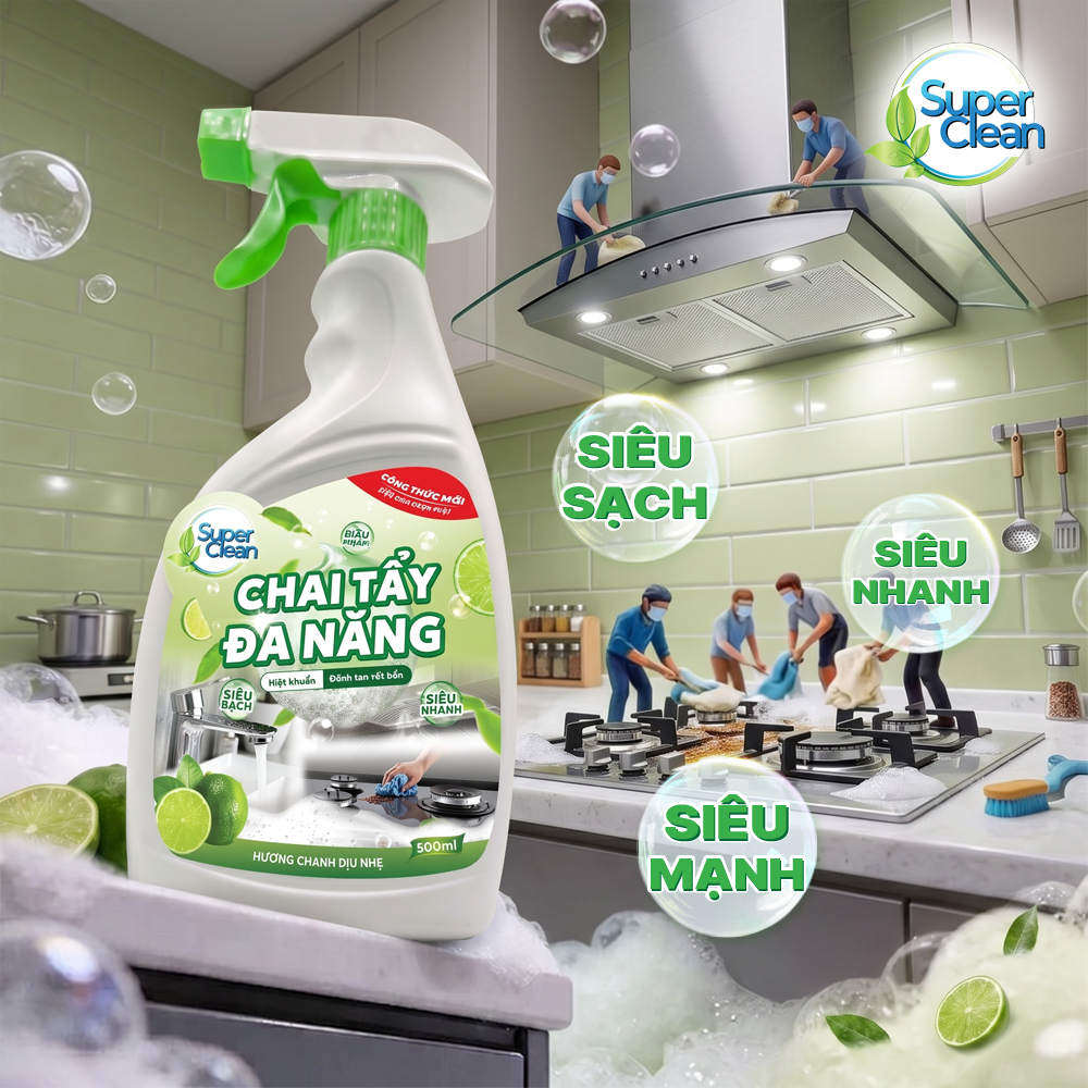 Chai Sạch Nhà Bếp Cleanz Làm Sạch Dầu Mỡ, Vết Ố Vàng, Mùi Hương Dễ Chịu Dung Tích 500ml