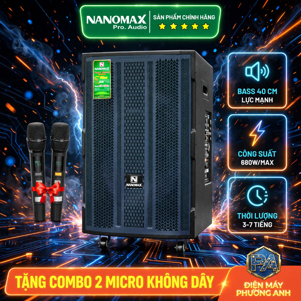 Loa Kéo Nanomax SK-15Q5 Bass 40cm 680w Karaoke Bluetooth