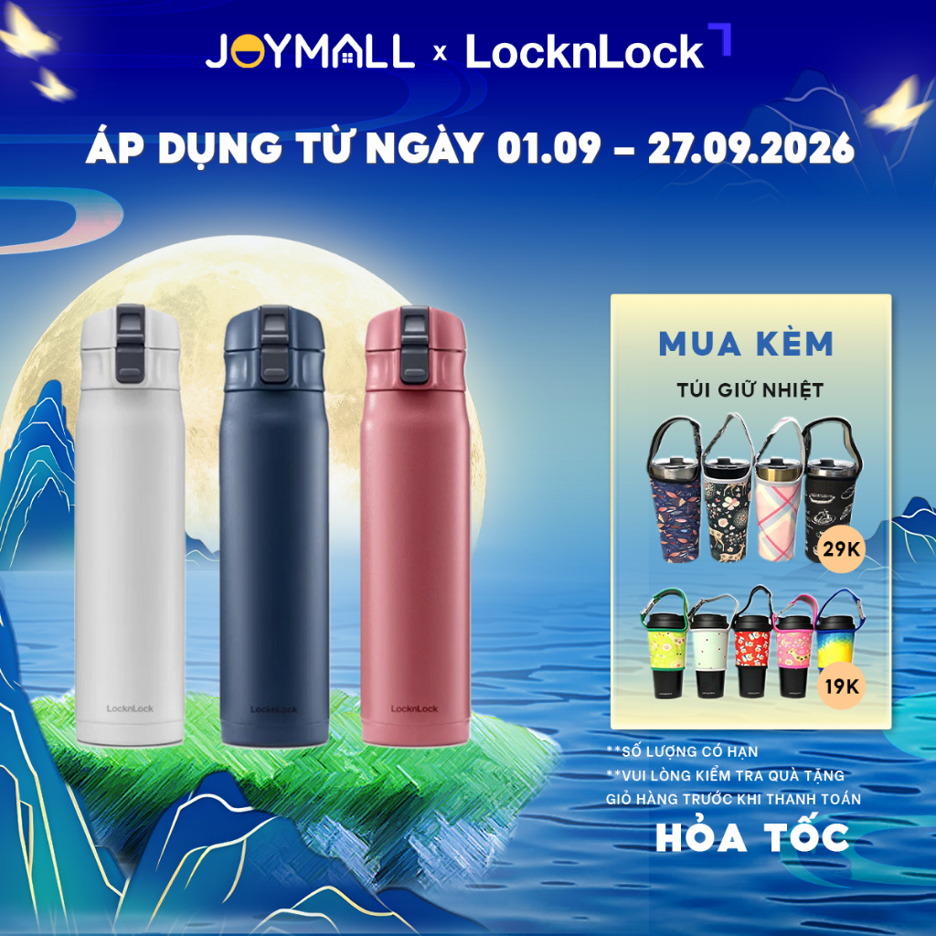 Bình Giữ Nhiệt LocknLock LHC6150 480ml, Hàng Chính Hãng, Nắp Bật Một Chạm, Thép Không Gỉ - JoyMall