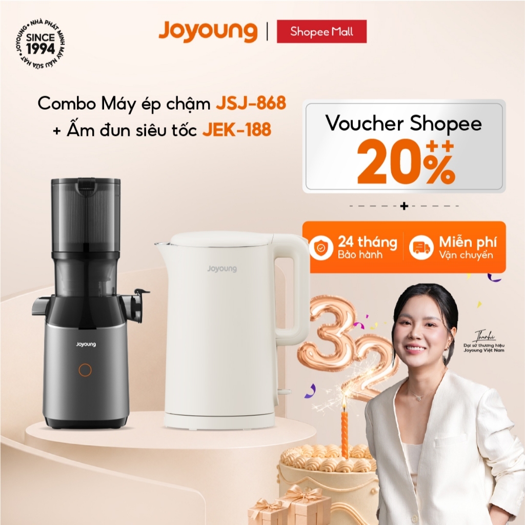 Combo Máy ép chậm Joyoung JSJ-868 + Ấm đun siêu tốc JEK-188