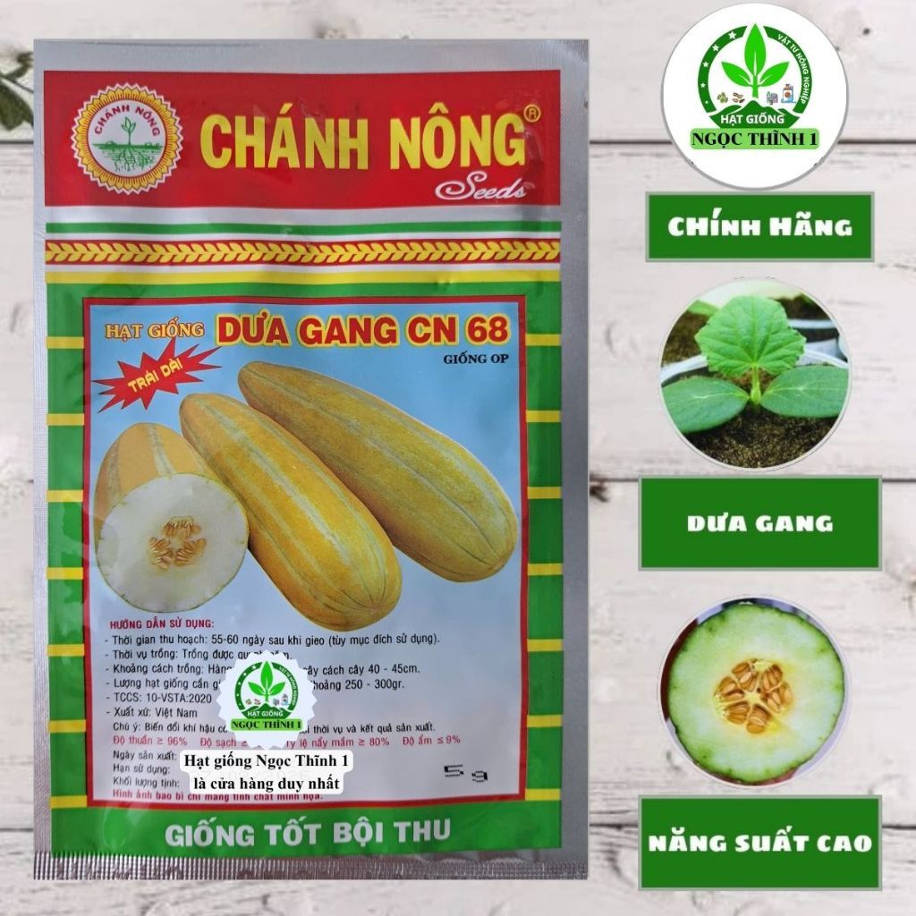 Hạt Giống Dưa Gang Trái Dài CN 68 CHÁNH NÔNG (Gói 5gr) - Trái dài, thịt dày, dẻo, mùi thơm khi chín