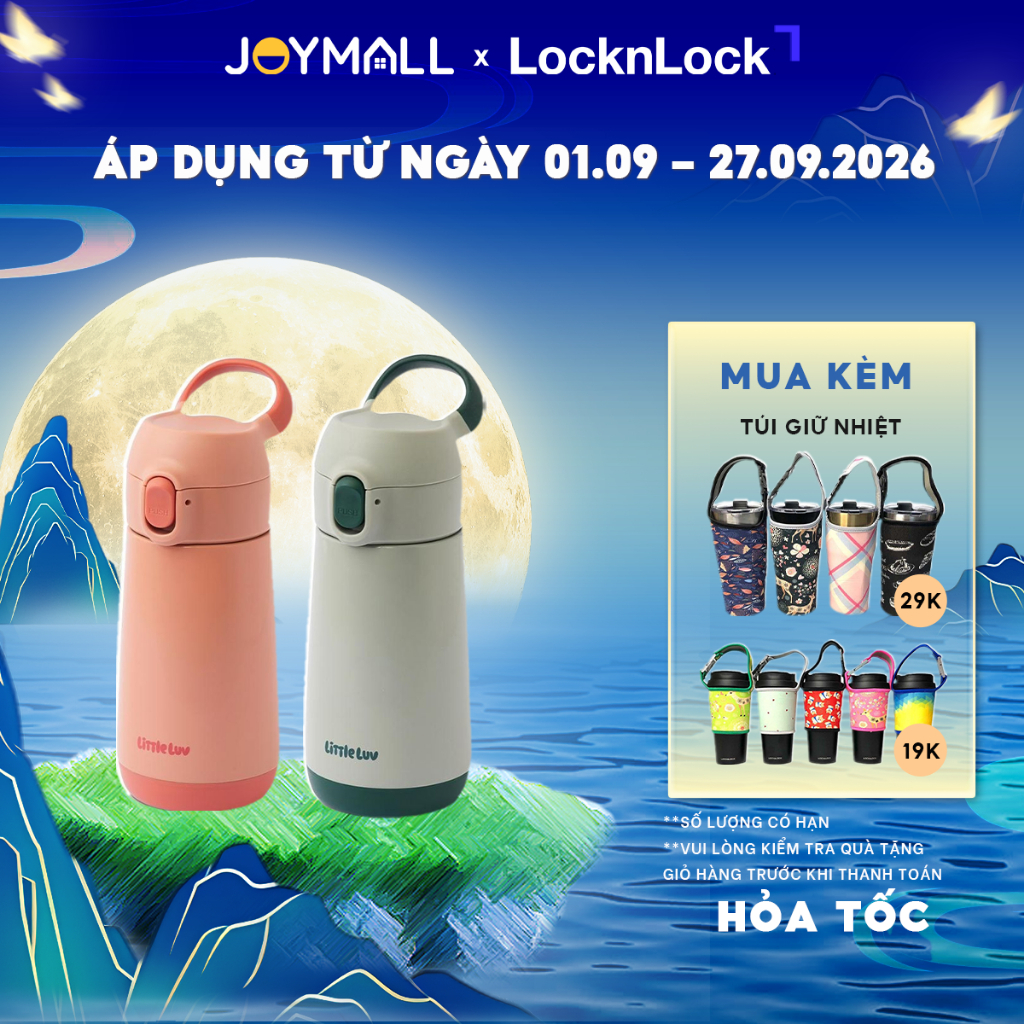 Bình Giữ Nhiệt Trẻ Em LocknLock Little Luv LHC918 380ml, Chính Hãng, Thép Không Gỉ 316L - JoyMall