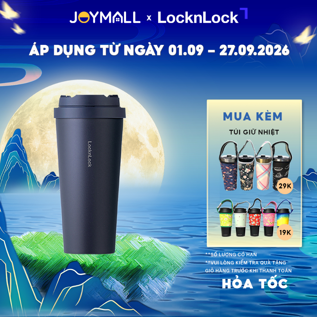Ly giữ nhiệt LocknLock 550ml Xanh Navy LHC3249NVY, Hàng chính hãng, thép không gỉ - JoyMall