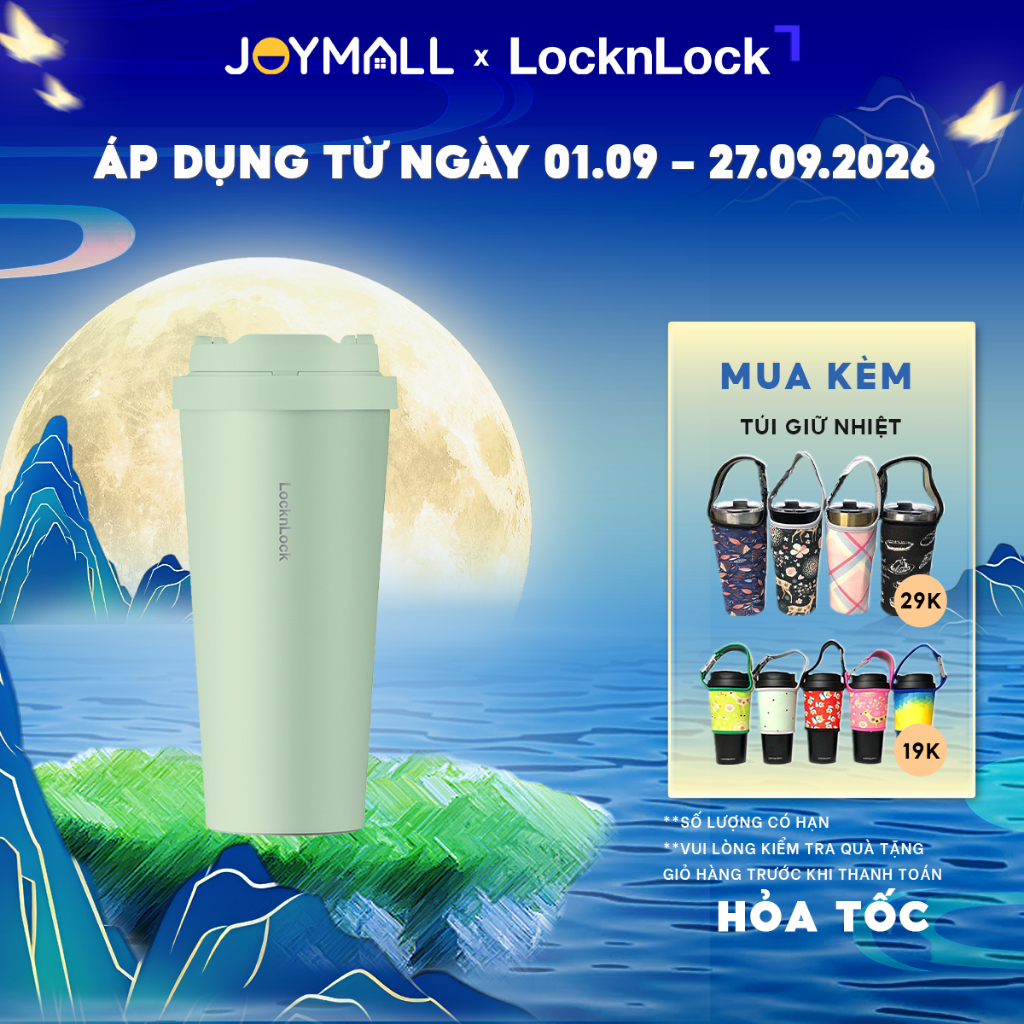 Bình giữ nhiệt LocknLock 550ml LHC3249 - Hàng chính hãng, thép không gỉ inox 304, miệng rộng - JoyMa