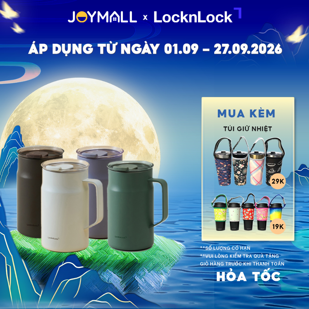 Ly Giữ Nhiệt LocknLock Metro Ceramic Mug LHC4282_C 600ml, Hàng Chính Hãng, Thép Phủ Sứ - JoyMall