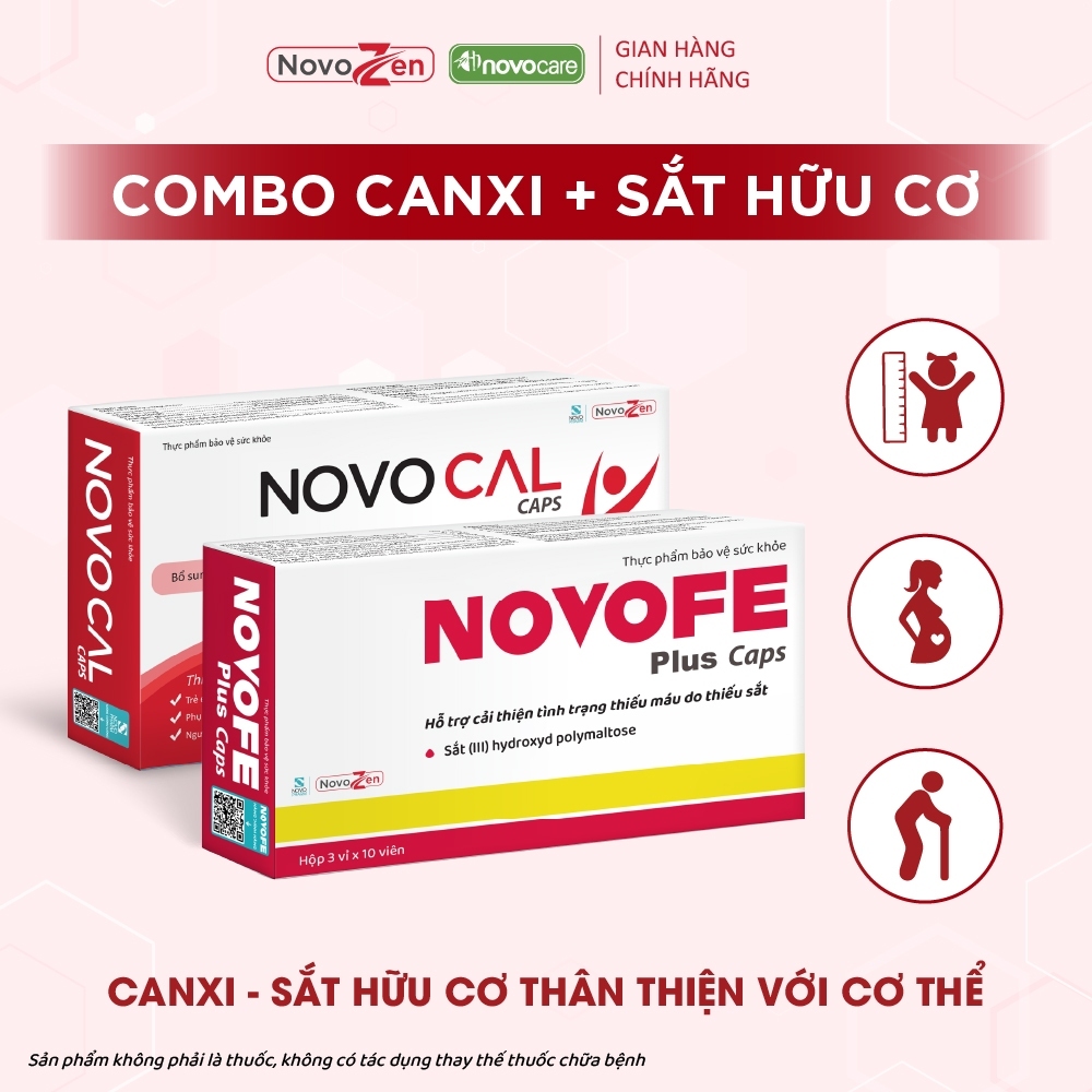 [TPBVSK] Combo CANXI & SẮT - Novocal và Novofe dạng viên tiện lợi, dễ sử dụng nhà Novozen