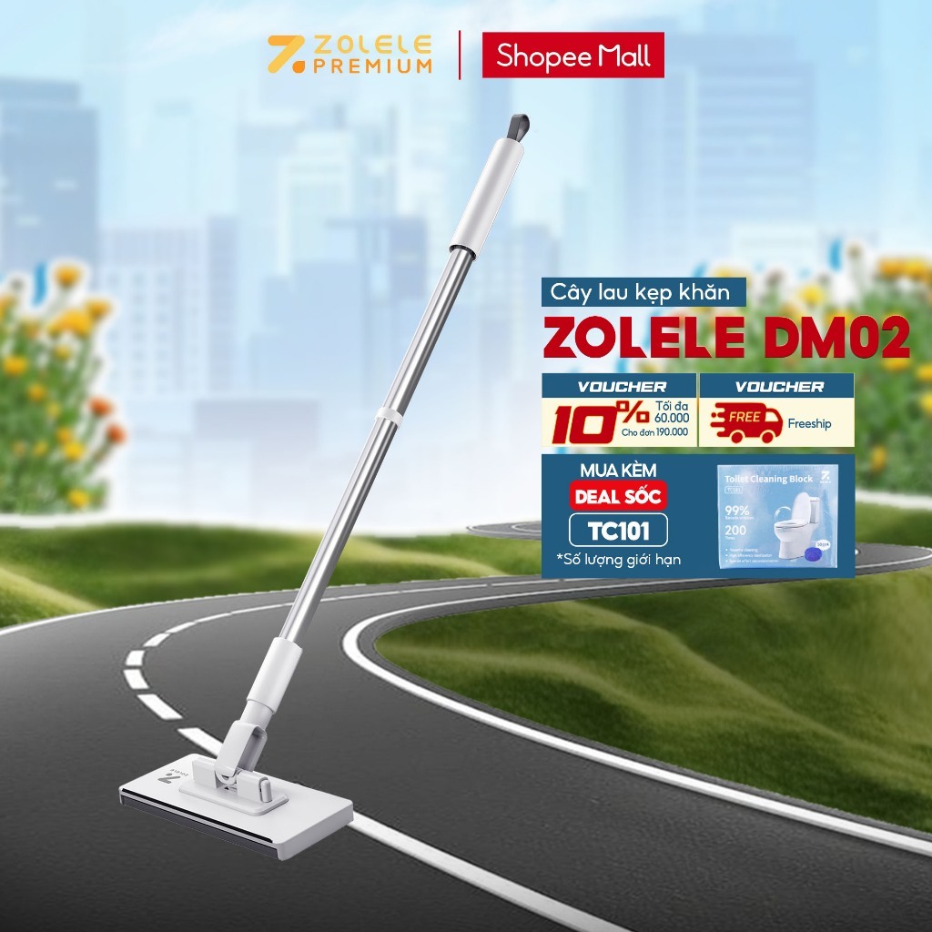 Cây lau kẹp khăn lười đa năng Zolele DM02 dùng 1 lần lau bụi mịn các bề mặt