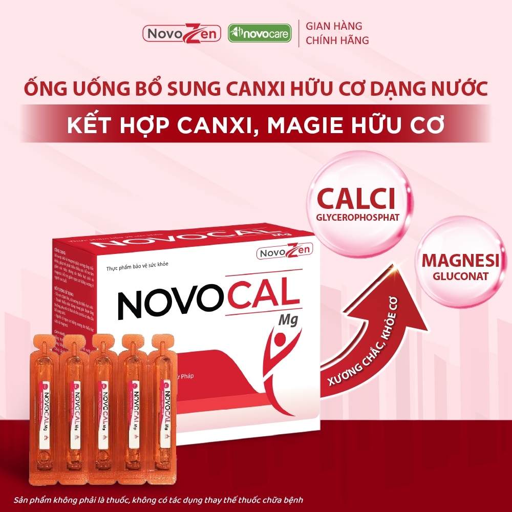 [TPBVSK] NOVOCAL Mg - Bổ sung Canxi hữu cơ dạng nước kết hợp Magie nhà NovoZen (ống 10ml)